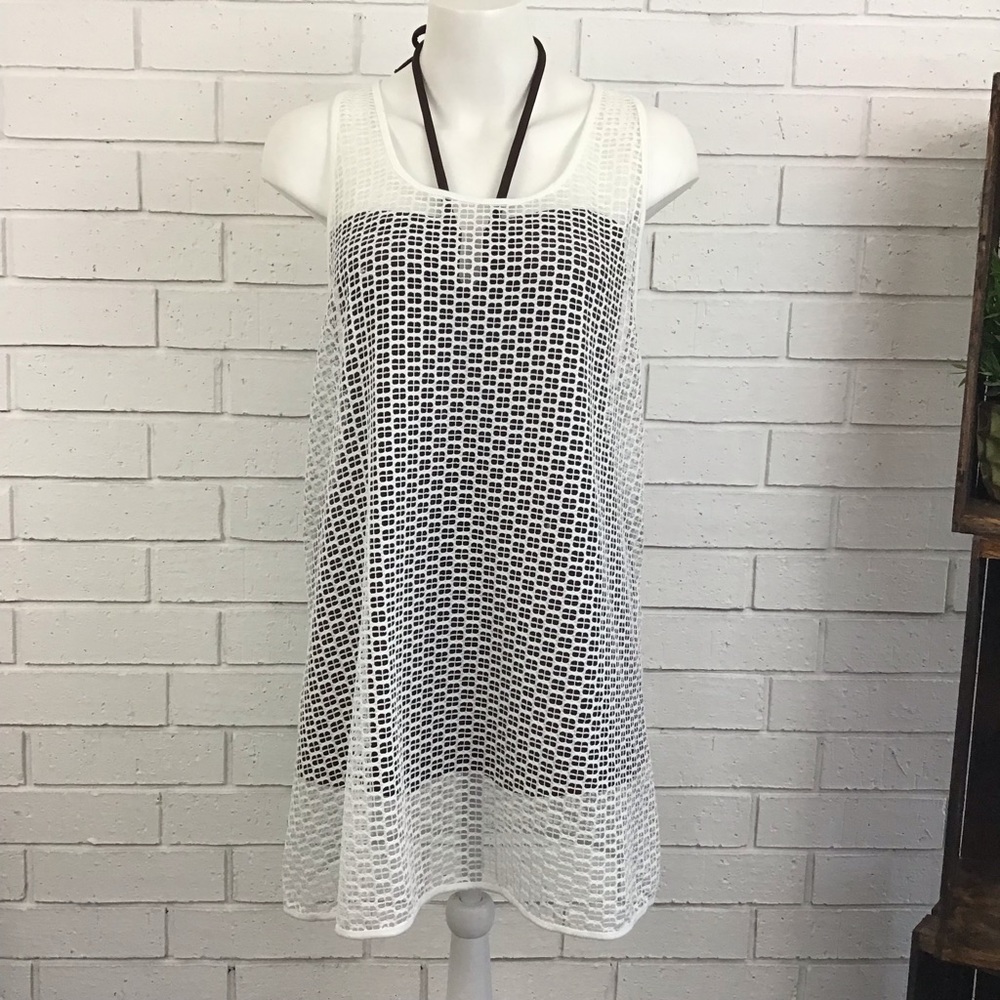 White Racerback Fishnet Swim Cover Up Xhilaration